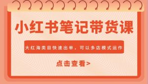 小红书笔记带货课，大红海类目快速出单，市场大，可以多店模式运作-康仁安资源