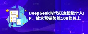 DeepSeek时代打造超级个人IP，放大营销势能100倍以上-康仁安资源