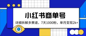 小红书商单号，详细拆解多赛道，7天1000粉，单月变现2k+-康仁安资源
