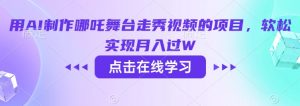 用AI制作哪吒舞台走秀视频的项目，软松实现月入过W-康仁安资源