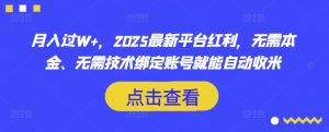 月入过W+,2025最新平台红利,无需本金、无需技术绑定账号就能自动收米-康仁安资源