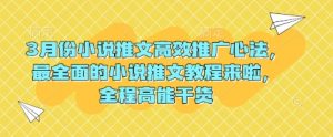 3月份小说推文高效推广心法，最全面的小说推文教程来啦，全程高能干货-康仁安资源