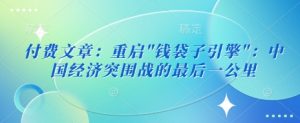 付费文章：重启-康仁安资源