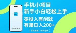 手机小项目新手小白轻松上手零投入有闲就有赚日入200+-康仁安资源