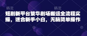短剧新平台繁华剧场搬运全流程实操，适合新手小白，无脑简单操作-康仁安资源