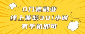 0门槛副业，线上兼职30一小时，有手机即可【揭秘】-康仁安资源