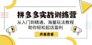 拼多多实战训练营，从入门到精通，海量玩法教程，助你轻松起店盈利-康仁安资源