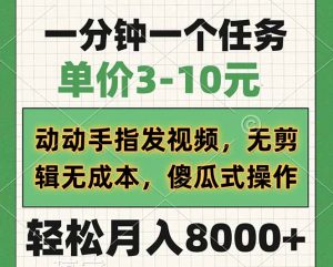 一分钟一个任务，单价3-10元，动动手指发视频，无剪辑无成本，傻瓜式操...-康仁安资源