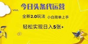 今日头条代运营，新2.0玩法，小白轻松做，每日实现躺Z5张【揭秘】-康仁安资源