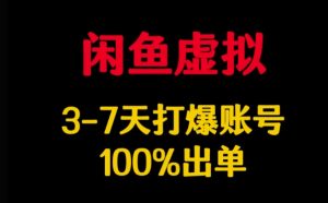 闲鱼虚拟详解，3-7天打爆账号，100%出单-康仁安资源