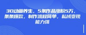 3D动画养生，5条作品涨粉5万，条条爆款，制作流程简单，私域变现能力强-康仁安资源
