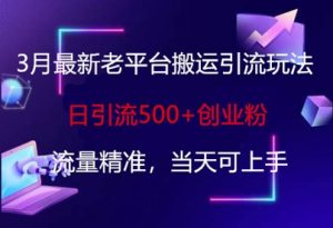 3月最新老平台搬运引流玩法,日引流500+创业粉,流量精准,当天可上手-康仁安资源