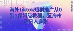 海外tiktok短剧推广从0到1保姆级教程,蓝海市场日入多张-康仁安资源
