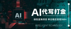 AI代写打金，单日稳定变现5张，绿色蓝海项目，主打长期稳定，快速变现【揭秘】-康仁安资源
