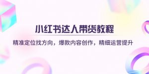 小红书达人带货教程：精准定位找方向，爆款内容创作，精细运营提升-康仁安资源