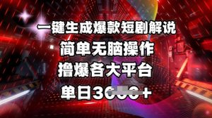 全网首发!一键生成爆款短剧解说，操作简单，撸爆各大平台，单日多张-康仁安资源