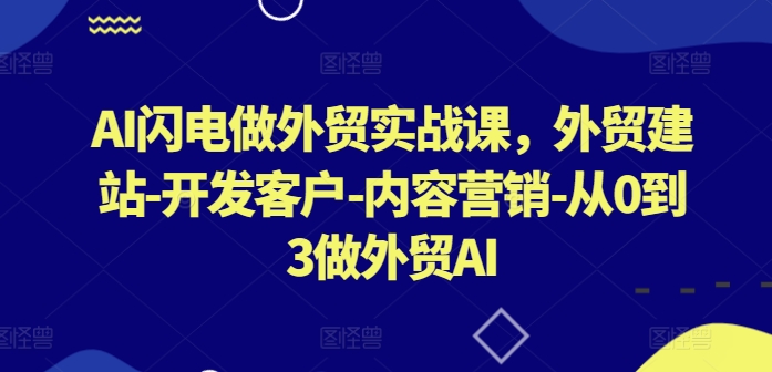 AI闪电做外贸实战课，​外贸建站-开发客户-内容营销-从0到3做外贸AI(更新)-康仁安资源