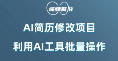 AI简历修改项目，利用AI工具批量化操作，小白轻松日200+-康仁安资源