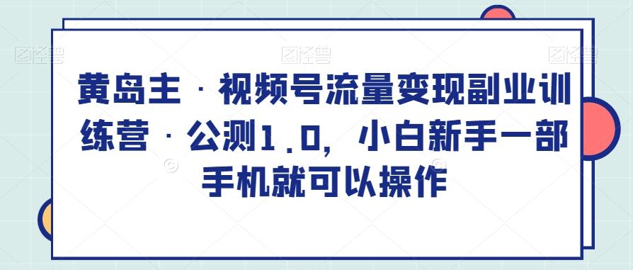 黄岛主·视频号流量变现副业训练营·公测1.0，小白新手一部手机就可以操作-康仁安资源