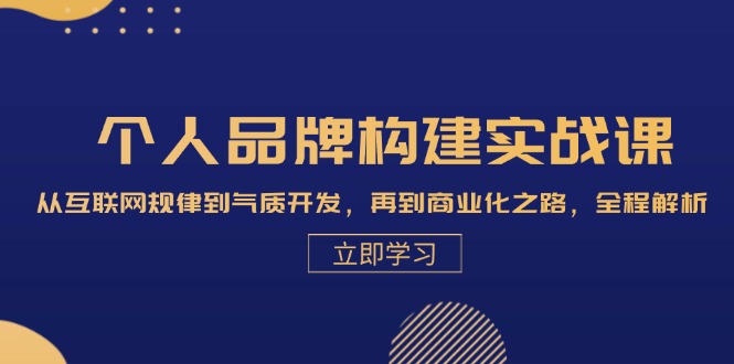 个人品牌构建实战课:从互联网规律到气质开发,再到商业化之路,全程解析-康仁安资源