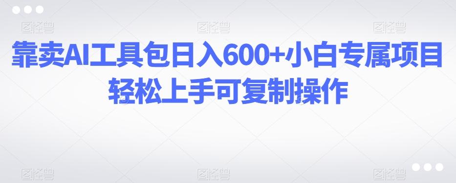 靠卖AI工具包日入600+小白专属项目轻松上手可复制操作-康仁安资源