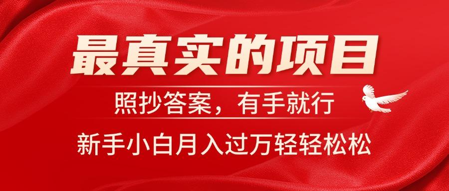 最真实的项目，照抄答案，有手就行，新手小白月入过万轻轻松松-康仁安资源