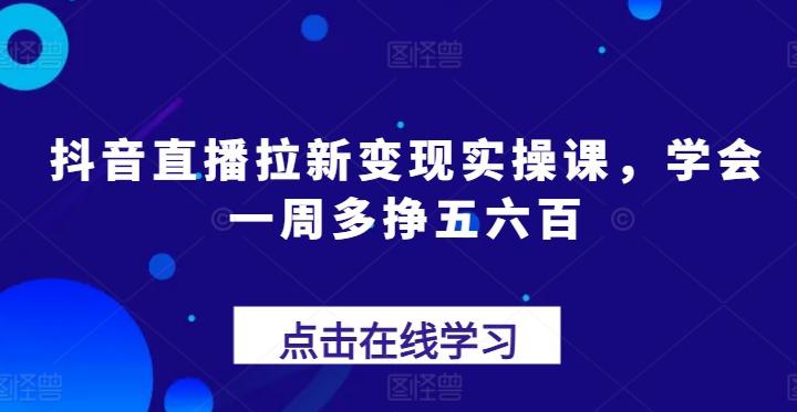 抖音直播拉新变现实操课，学会一周多挣五六百-康仁安资源