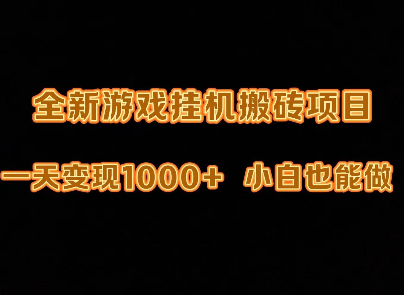 (9580期)最新游戏全自动挂机打金搬砖，一天变现1000+，小白也能轻松上手。-康仁安资源