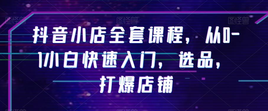 抖音小店全套课程，从0-1小白快速入门，选品，打爆店铺-康仁安资源