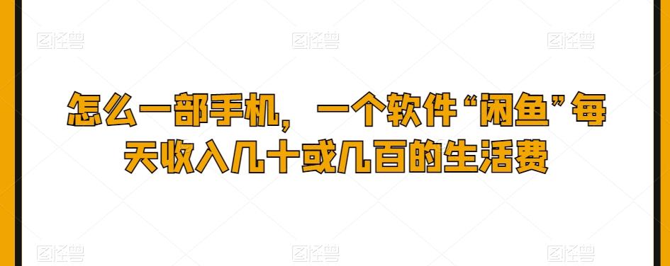 怎么一部手机，一个软件“闲鱼”每天收入几十或几百的生活费-康仁安资源