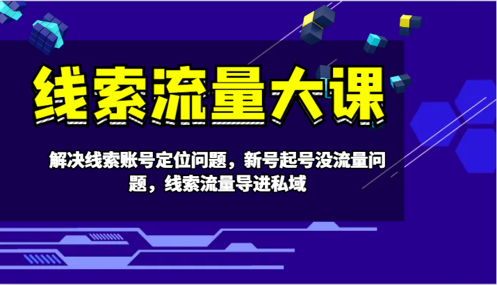 线索流量大课-解决线索账号定位问题，新号起号没流量问题，线索流量导进私域-康仁安资源