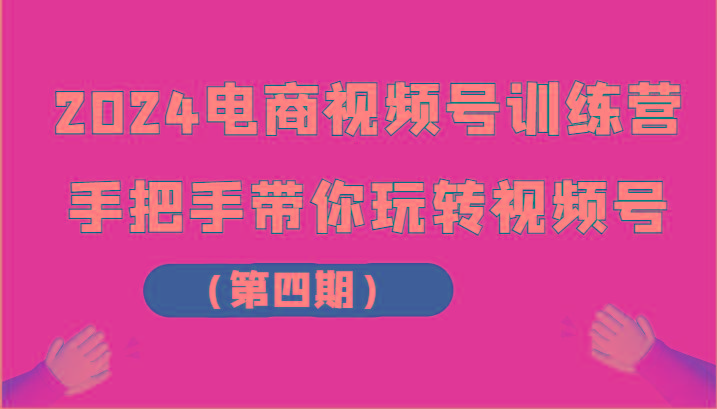 2024电商视频号训练营(第四期)手把手带你玩转视频号-康仁安资源