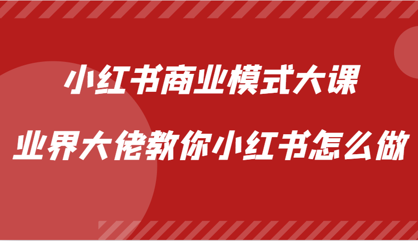 小红书商业模式大课，业界大佬教你小红书怎么做【视频课】-康仁安资源
