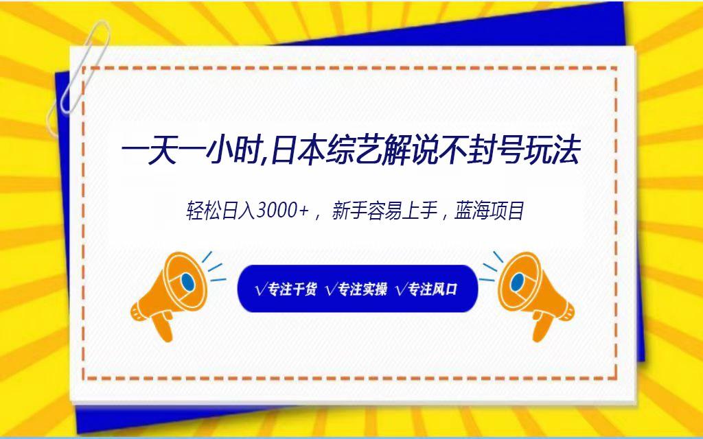 日本综艺解说不封号玩法，轻松日入1000+，全新赛道-康仁安资源
