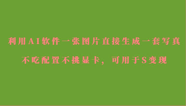 利用AI软件只需一张图片直接生成一套写真,不吃配置不挑显卡,可用于S变现-康仁安资源