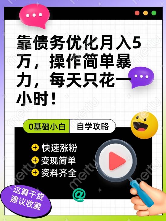靠债务优化月入五万，每天只要花两个小时，多种方式轻松变现【揭秘】-康仁安资源