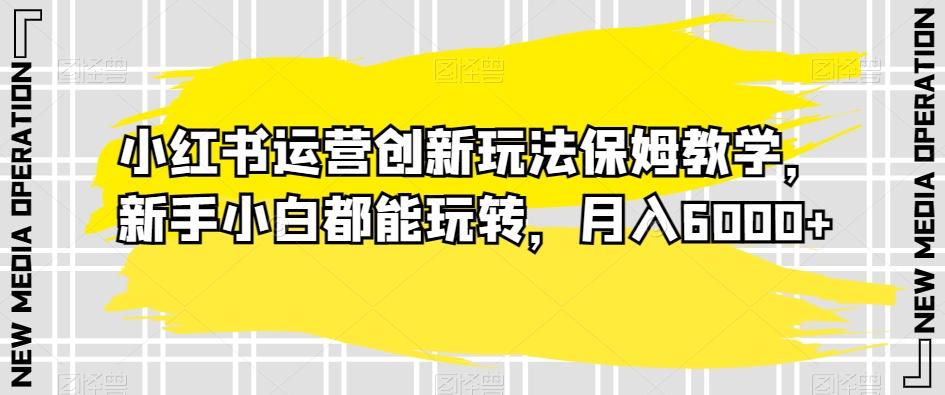 小红书运营创新玩法保姆教学，新手小白都能玩转，月入6000+【揭秘】-康仁安资源