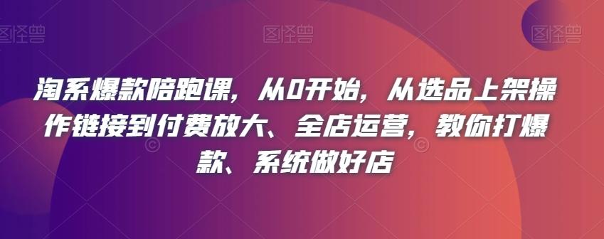 淘系爆款陪跑课，从0开始，从选品上架操作链接到付费放大、全店运营，教你打爆款、系统做好店-康仁安资源