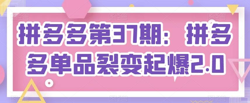 拼多多第37期：拼多多单品裂变起爆2.0-康仁安资源