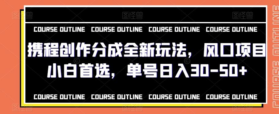 携程创作分成全新玩法，风口项目小白首选，单号日入30-50+-康仁安资源