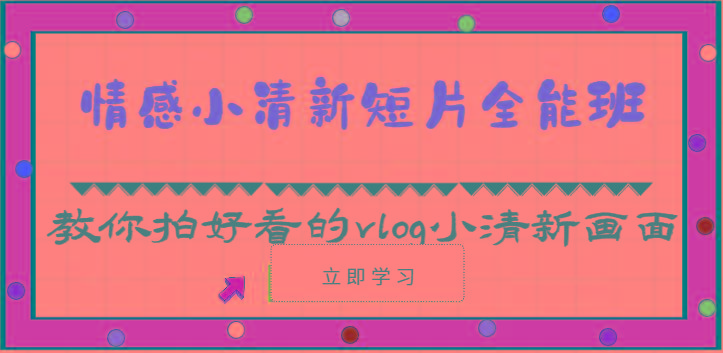 情感小清新短片全能班-教你拍好看的vlog小清新画面(30节课)-康仁安资源