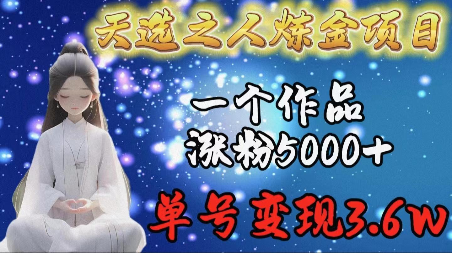 (9693期)天选之人炼金项目，一个作品涨粉5000+，单号变现3.6w-康仁安资源
