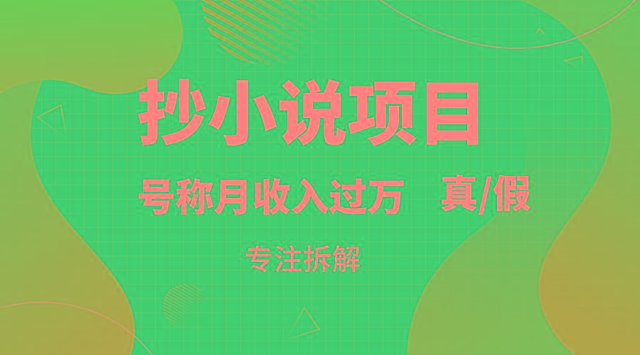 抄小说项目,号称月入过万,到底是否真实,能不能做,详细拆解-康仁安资源