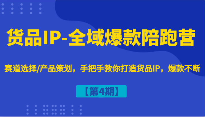 货品IP-全域爆款陪跑营【第4期】赛道选择/产品策划，手把手教你打造货品IP，爆款不断-康仁安资源