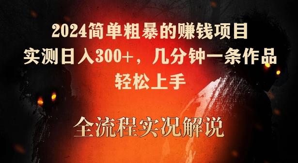2024简单粗暴的赚钱项目，实测日入300+，几分钟一条作品，轻松上手【揭秘】-康仁安资源