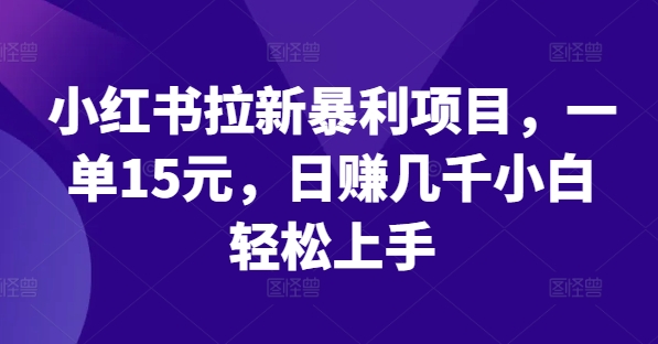 小红书拉新暴利项目，一单15元，日赚几千小白轻松上手【揭秘】-康仁安资源