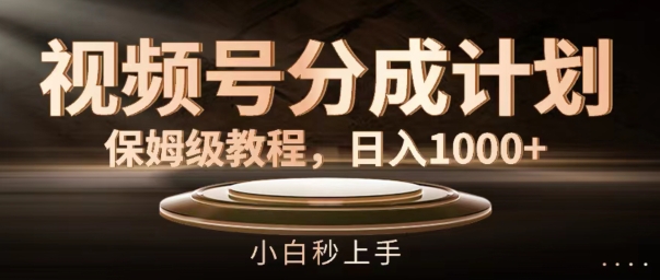 视频号分成计划保姆级教程，日入1K，小白秒上手【揭秘】-康仁安资源