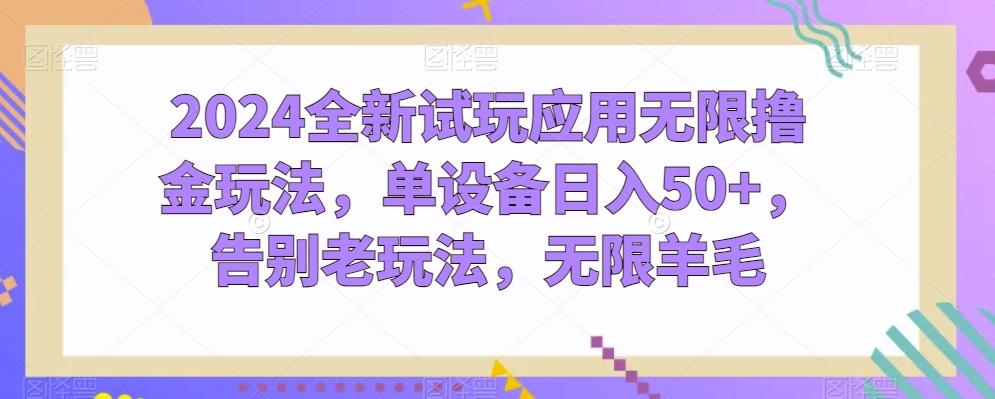 2024全新试玩应用无限撸金玩法，单设备日入50+，告别老玩法，无限羊毛【揭秘】-康仁安资源