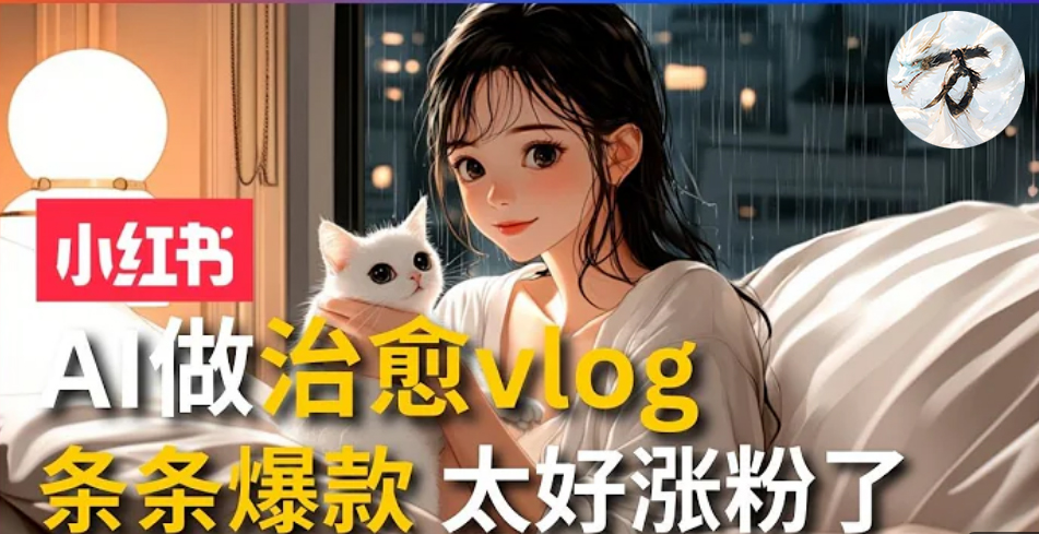 AI治愈系vlog动画视频，小红书1个月轻松涨粉破万，商单报价1500+日入2000+-康仁安资源