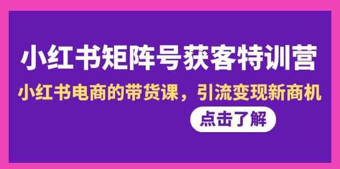 小红书矩阵号获客特训营-第10期，小红书电商的带货课，引流变现新商机-康仁安资源